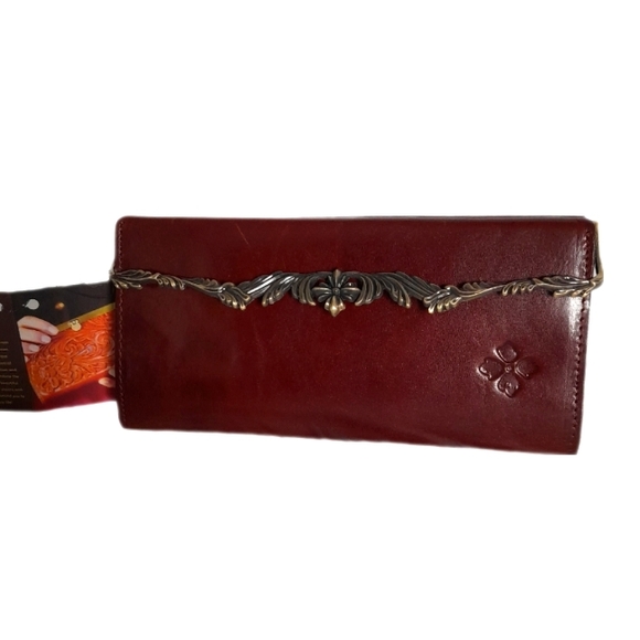 PATRICIA  NASH CLUTCH PURSE GENUINE LEATHER. COLOR BRITISH TAN RFID PROTECTED . - Picture 2 of 5